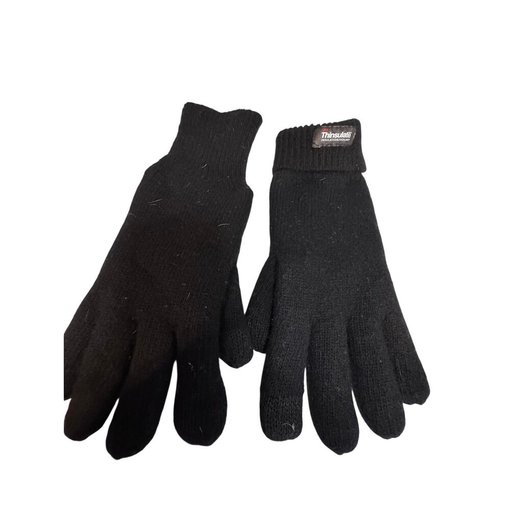 3M Thinsulate Black Knit Winter Gloves Fleece Lined Warm Cold Weather